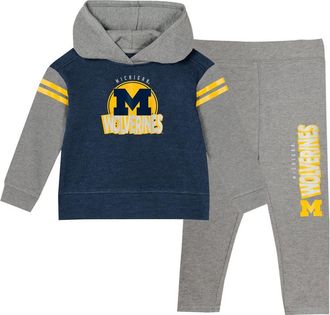 Outerstuff Girls Infant Navy Michigan Wolverines Clubhouse Pullover Hoodie & Legging Set at Nordstrom, Size 12M