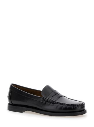Sebago Womens Loafers Pull-On Black Leather