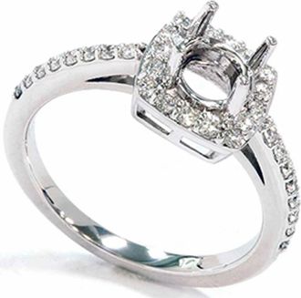 Pompeii3 1/3ct Diamond Halo 14K White Gold Engagement Ring Setting Size Selectable
