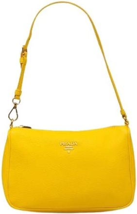 Prada Pre-owned Vintage Schoudertas - Dames - Vintage Schoudertas - Geel - ONE Size - Leer - Vintage