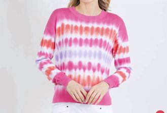 Elliott Lauren Sound Wave Sweater In Pink Tie Dye
