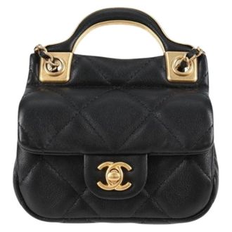 Chanel Pre-owned Lady Handle Flap Card Holder on Chain - Dames - Pre-owned - Zwart - Maat: ONE Size Leer