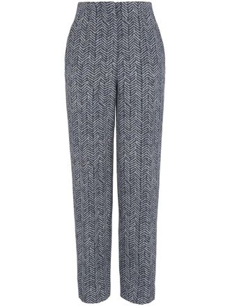 Giorgio Armani high-waisted chevron trousers - women - Wool - 38 - Blue