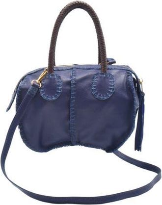 Carlos Falchi Mini Barrel Leather Bag in Navy at Nordstrom