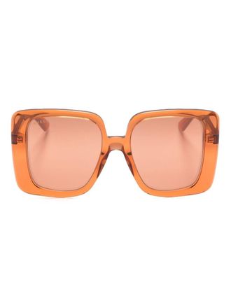 Gucci Zonnebril met doorzichtig vierkant montuur - Oranje