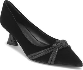Aerosoles Jacey Crystal Embellished Satin Pump in Black Velvet at Nordstrom, Size 5.5