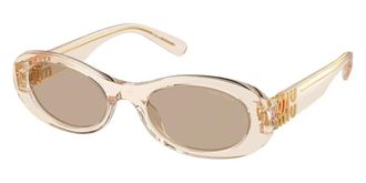 Miu Miu Brown Oval Ladies Sunglasses MU 06ZS 11T40F 50