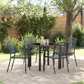 Berkfield Home 5 Piece Garden Dining Set Anthracite Steel in Black
