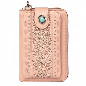 Montana West American Bling Embroidered Collection Phone Wallet In Pink