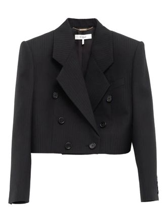 Chlo&eacute; Spencer striped button blazer - Black