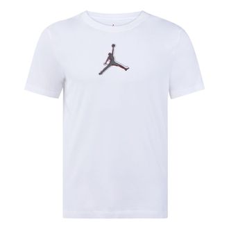 Nike Jordan Mens Air Jordan Dri-FIT 3D Logo Funny Printing Knit Quick Dry Short Sleeve White T-Shirt CZ8088-100