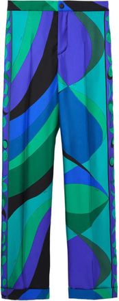 Pucci Pantaloni a gamba ampia con stampa Pesci - Verde