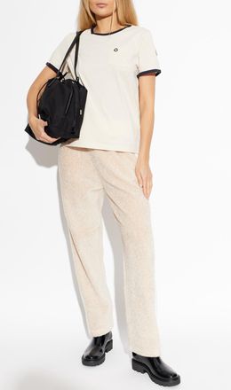 Moncler T-shirt With Logo, Womens, Cream