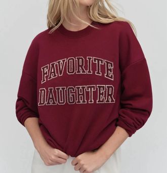 Favorite Daughter Collegiate Embroidery Sweatshirt In Vino/velvet Stone