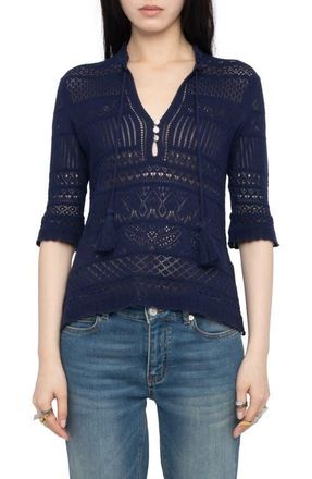 Zadig&Voltaire Open Stitch Shirt in Marine at Nordstrom, Size X-Small