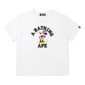 A Bathing Ape (WMNS) A Bathing Ape x Disney Minnie Mouse College Relaxed Mini T-Shirt White 0ZXTEW907092Q-WHT