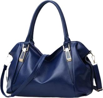 Generic Compatible For Women Shoulder Bag Solid Color Soft Large Capacity Crossbody Handbag(Blue)