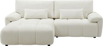 VENTE-UNIQUE.COM Sof&aacute; rinconera poli&eacute;ster 4 plazas blanco roto 242x171cm