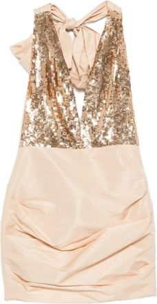 Elisabetta Franchi Abito Corto Q61 - female - Elisabetta Franchi - Party Dresses - Beige - XL - Dresses