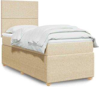 vidaXL Cama Box Spring Con Colch&oacute;n Tela Color Crema 90x190 Cm Vidaxl