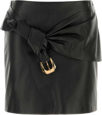 Versace Zwarte Leren Minirok - Dames - Korte rokken - Zwart - S - Rokken
