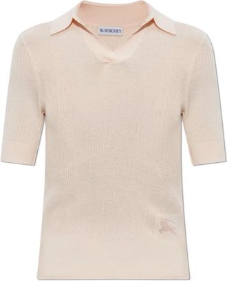Burberry Rain Cashmere Polo - Dames - Cashmere truien - Roze - M - Leer - Truien & Vesten