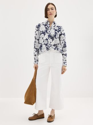 Lauren Ralph Lauren Womens Patch-pocket cropped white jean Fit: Wide leg, high rise