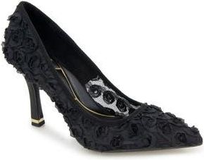 Kenneth Cole Romi Floral Mesh Pointed Toe Pump in Black Mesh at Nordstrom Rack, Size 8.5