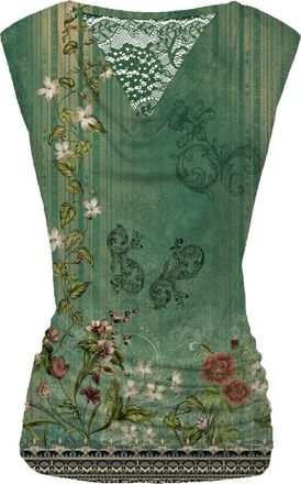 Zeagoo Tank Top for Women Trendy Going Out Tops Sleeveless Shirts Ruched Business Casual Basic Tunic Tops, Army Green Floral, XL