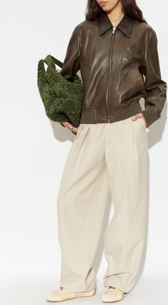 Bottega Veneta Leather Jacket, Womens, Green