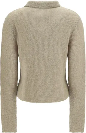 Our Legacy Womens Beige Alpaca Vicugna Pacos Polo Shirt