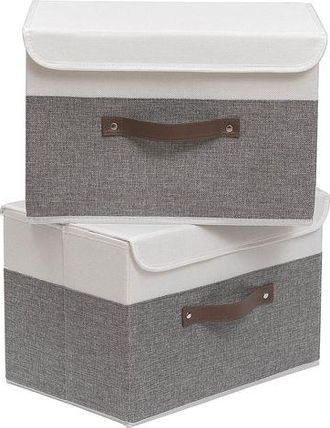 OEM Caja De Almacenamiento, Cestas Plegables De 38 X 25 X 25 Cm Con Tapas Y Asas, Caja De Almacenamiento (2 Unidades)