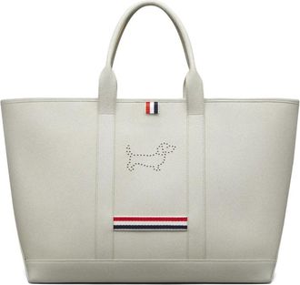 Thom Browne Borsa tote con motivo Hector - Bianco