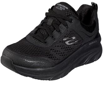 Skechers Womens Dlux Walker Infinite Motion Trainers,Black Leather Mesh Trim,5 UK