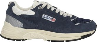 Autry Blue Pebbled Leather Contrasting Details Low-Top Sneakers