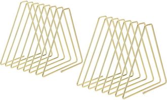 OEM Juego De 2 Sujetalibros Triangulares De Alambre Con 7 Ranuras Para Discos De Vinilo, &Aacute;lbumes, Revistas, Libros Y Carpetas, Dorados