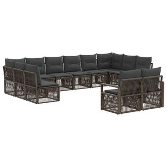 vidaXL Conjunto De Sof&aacute;s De Jard&iacute;n 12 Pcs Gris Rat&aacute;n Sint&eacute;tico Vidaxl