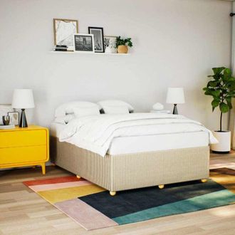 vidaXL Cama Sin Colch&oacute;n Tela Color Crema 140x190 Cm Vidaxl