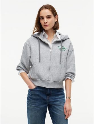 Tommy Hilfiger Womens Tommy Studio Logo Zip Hoodie - Light Grey Heather - XS