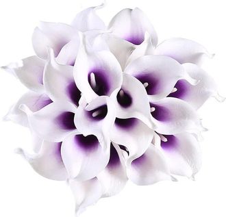 OEM 24 Calas Artificiales, Ideales Para Decorar Mesas, Ramos De Novia Y El Hogar (en Color Morado Y Blanco)