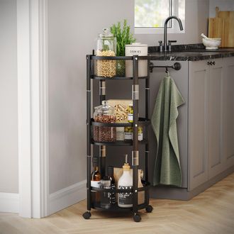 Vicco Carrito Falto, Negro, 37.5 X 88 Cm, Con 3 Cestas Pr&aacute;cticas, Vicco