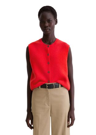 Marc O'Polo Strickweste MARC OPOLO, Damen, Gr. XL, bright rot, Strick, Obermaterial: 73% Schurwolle, 18% Polyamid, 9% sonstige Fasern, slim fit normal, Rundhals, 