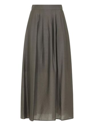 PESERICO pleated-detail midi skirt - Brown