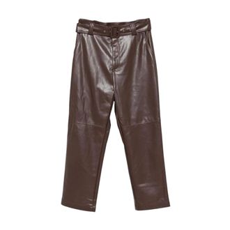Twinset Broek met riem van imitatieleer met wijde pijpen - Dames - Broeken - Bruin - Maat: L Leer