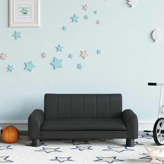 vidaXL Sof&aacute; Para Ni&ntilde;os De Cuero Sint&eacute;tico Negro 70x45x30 Cm Vidaxl