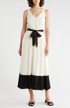 Lovestitch Colorblock Midi Dress in Vanilla/Black at Nordstrom Rack, Size Medium