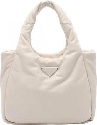 Prada White Leather Handbag Tote Bag (Pre-Owned)