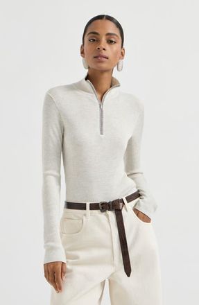 Brunello Cucinelli Virgin wool and cashmere sweater in Pearl at Nordstrom, Size Xx-Small Eu