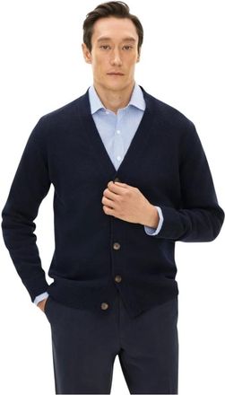 Oscar Jacobson Eduardo Regular Fit Cardigan - Heren - Truien - Blauw - Maat: S Wol
