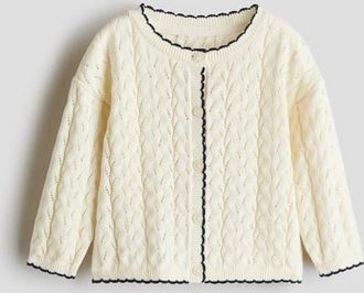 H&M Pointelle-knit Cardigan in Cream at Nordstrom, Size 18M